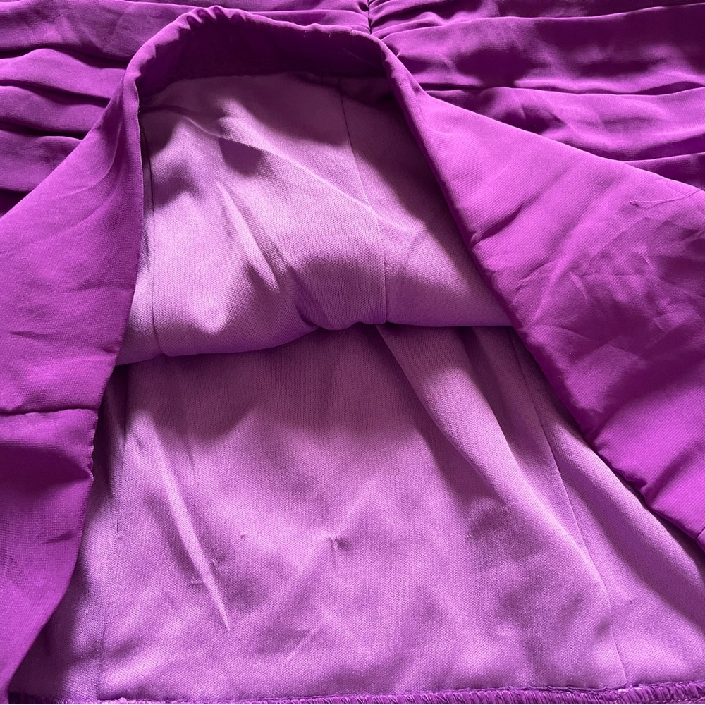 May Queen Vibrant Magenta One-Shoulder Ruffle Dress Size 8 - Picture 6 of 14